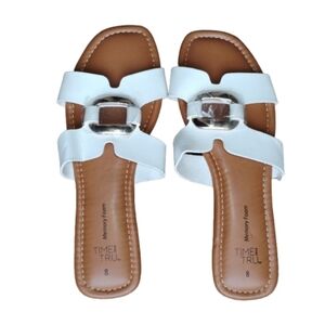 NWT White Slide Sandals with Gold Hardware – Size 8